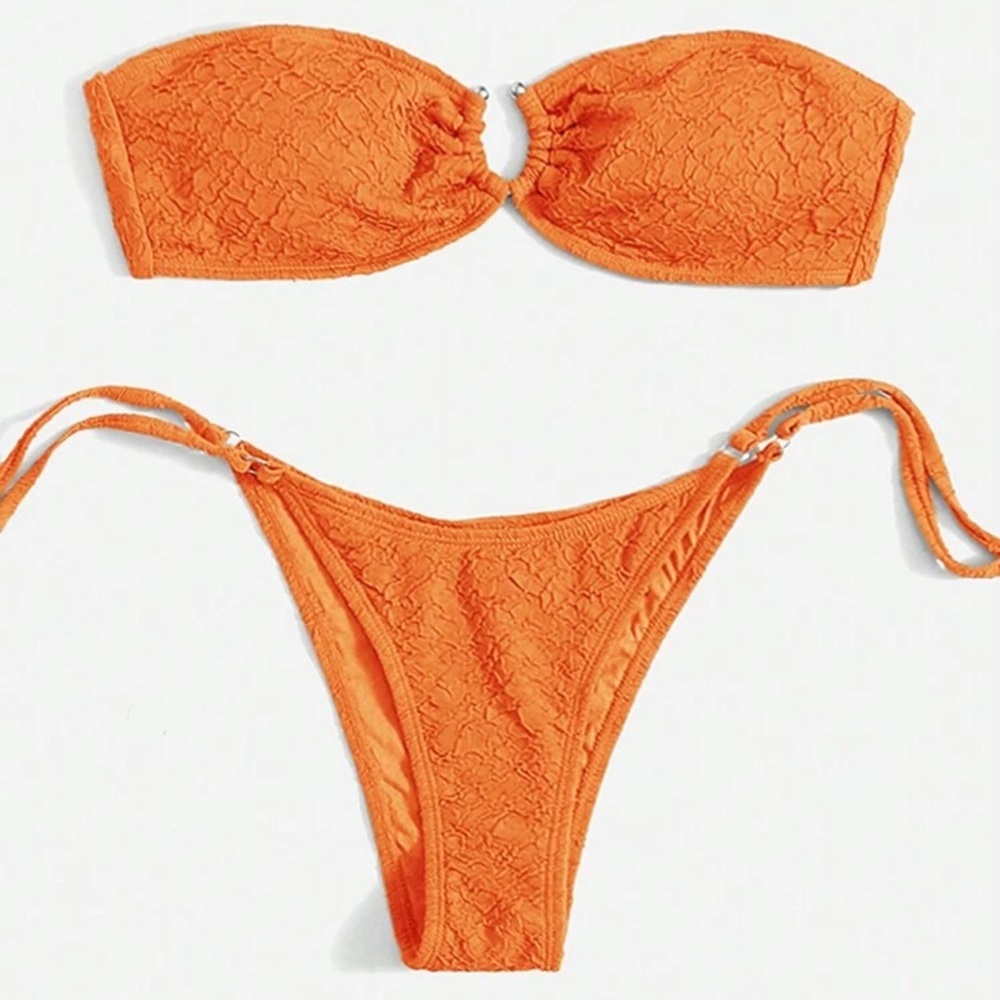 Orange Strapless Bikini Set